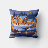 Betoverende met sneeuw bedekte dorp Winter Wonderl Kussen (Achterkant)