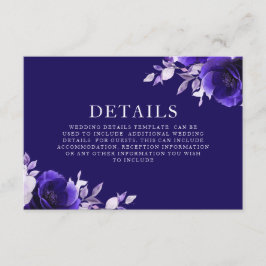 Betoverende Middernachtblauwe Navyrozen Trouwdetai Informatiekaartje