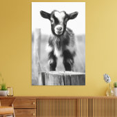 Betoverende monochromatische rustige Baby geit Canvas Afdruk (Insitu (Woonkamer))