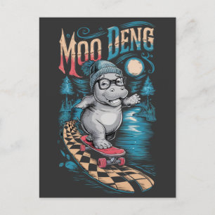 Betoverende Moo Deng Hippo Briefkaart