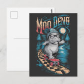 Betoverende Moo Deng Hippo Briefkaart (Voorkant / Achterkant)
