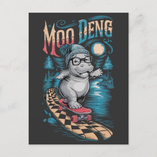 Betoverende Moo Deng Hippo Briefkaart (Voorkant)