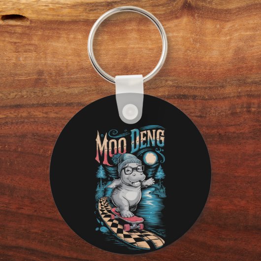 Betoverende Moo Deng Hippo Sleutelhanger (Voorkant)