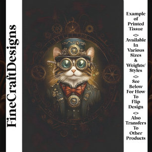 Betoverende Moppe Steampunk Kat G6 Decoupage Tissuepapier