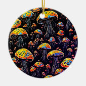 Betoverende Nachtlichten: Retro Mushroom Keramisch Ornament (Voorkant)