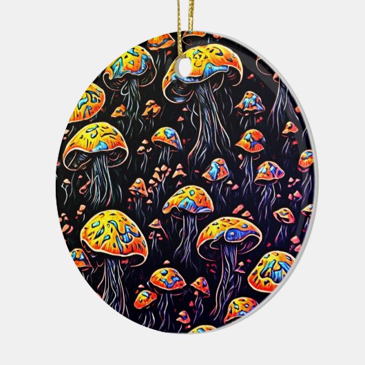 Betoverende Nachtlichten: Retro Mushroom Keramisch Ornament (Links)