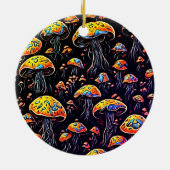 Betoverende Nachtlichten: Retro Mushroom Keramisch Ornament (Achterkant)