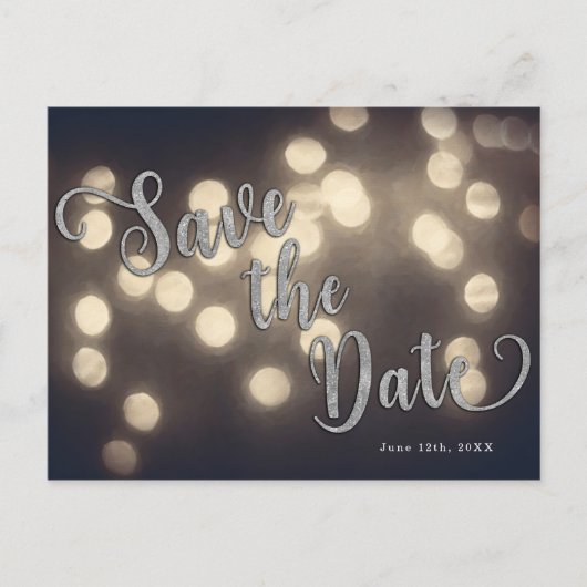 Betoverende Nachtlichtjes Elegante Save the Date Aankondigingskaart (Voorkant)