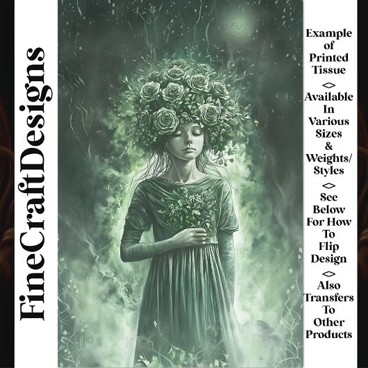 Betoverende Natuur Meisje in Roos Crown U9 Decoupa Tissuepapier