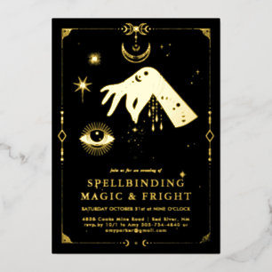 Betoverende Occulte Magie Elegante Halloween Folie Uitnodiging