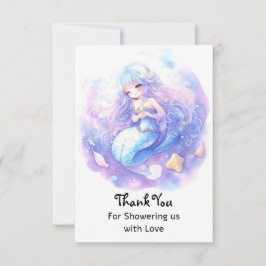 Betoverende Ocean Fantasy Zeemeermin Baby shower Bedankkaart