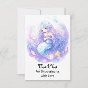 Betoverende Ocean Fantasy Zeemeermin Baby shower Bedankkaart