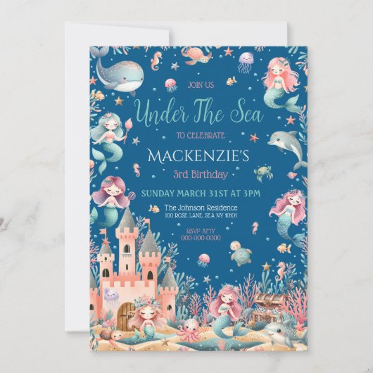 Betoverende onder het Zee Zeemeermin verjaardagsfe Kaart (Voorkant)