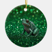Betoverende opkomst: de groene sprankelkikker keramisch ornament (Voorkant)