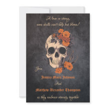 Betoverende Oranje bloemetjes op Cream Skull Weddi