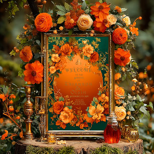 Betoverende Oranje en Groene Herfst Druïde Huwelij Perfect Poster