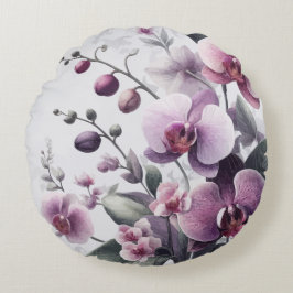 Betoverende Orchidee Elegance Symfonie van Elegant Rond Kussen