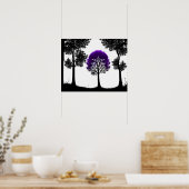 Betoverende Paarse boom in Monochrome Bos Poster (Keuken)