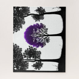 Betoverende Paarse Boom in Moonlit Forest Legpuzzel