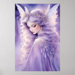 Betoverende Paarse Glow Fairy Poster