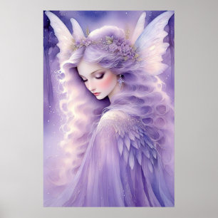 Betoverende Paarse Glow Fairy Poster