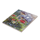 Betoverende paddestoelen Rain Fantasy Fun Forest Tegeltje (Zijkant)