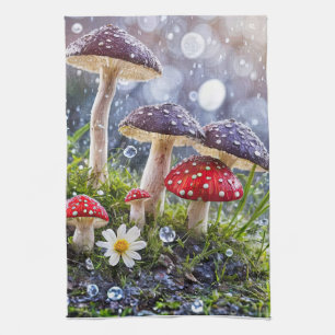 Betoverende paddestoelen Rain Fantasy Mystical Theedoek