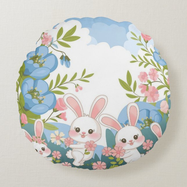 Betoverende Pasen feest ontwerp Rond Kussen (Voorkant)