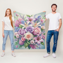 Betoverende pastel bloemenfleece deken