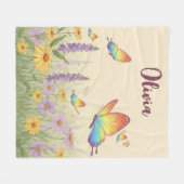 Betoverende Pastel Vlinderweide Fleece Deken (Voorkant (Horizontaal))