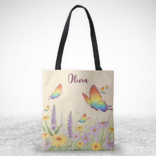 Betoverende Pastel Vlinderweide Tote Bag