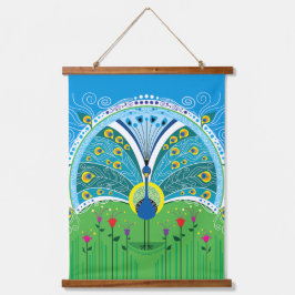 Betoverende Pauw Symmetrie Hangend Wandkleed