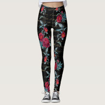 Betoverende pioen zwart bloemmotief - Leggings