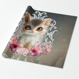 Betoverende, pluizige kitten cadeaupapier