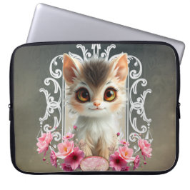 Betoverende, pluizige kitten laptop sleeve