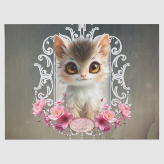 Betoverende, pluizige kitten tissuepapier (Voorkant)