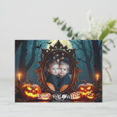 🎃Betoverende Pompoen Gloed Aangepaste Foto kaart (Staand voorkant)