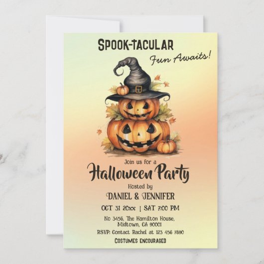 betoverende pompoen heks Pet schattig halloween Kaart (Voorkant)