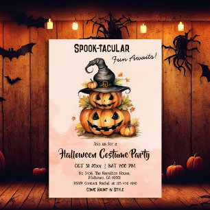 Betoverende Pompoen Heksenhoed leuke Halloweenfees Kaart