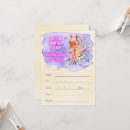 Betoverende Pony en Wildflower Verjaardag Kaart