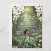 Betoverende prinses & kikker groene jurk Quinceañe Kaart (Voorkant)