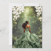 Betoverende prinses & kikker groene jurk Quinceañe Kaart (Achterkant)