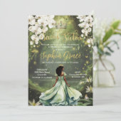 Betoverende prinses & kikker groene jurk Sweet 16 Kaart (Staand voorkant)