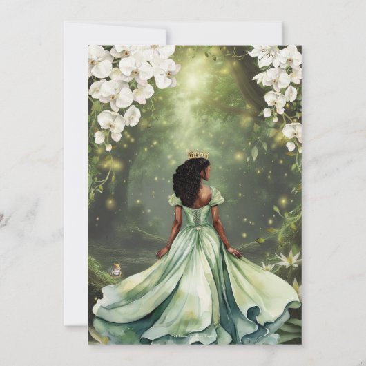 Betoverende prinses & kikker groene jurk Sweet 16 Kaart (Achterkant)
