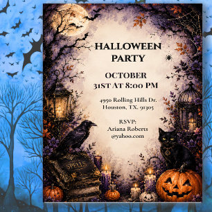Betoverende Raaf Halloween Feest Kaart