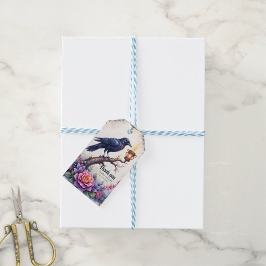 Betoverende Raven Bruiloftscollectie Cadeaulabel (Met Touw)