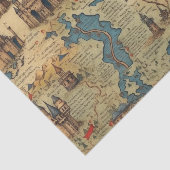 Betoverende Realms Antiek kaart met Castles Decou Tissuepapier (Detail)