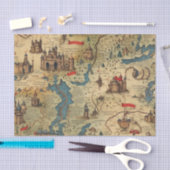 Betoverende Realms Antiek kaart met Castles Decou Tissuepapier (Craft)
