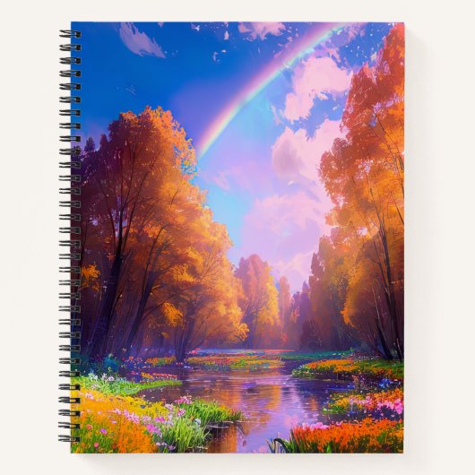 Betoverende regenboog boven het Misty Forest Notitieboek (Voorkant)