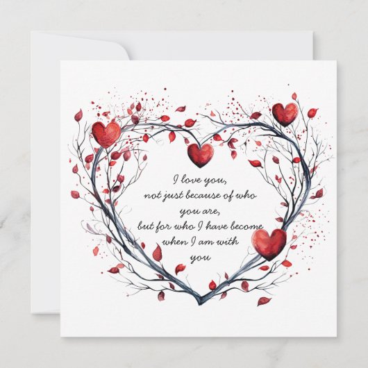 Betoverende Rode Aquarel Hartvormige Krans Kaart (Achterkant)